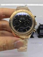 (OM)Copy Swiss Omega Speedmaster Black Chronograph Watch All Gold